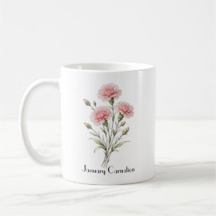 January Carnation Flowers  Coffee Mug