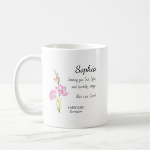 January Carnation Personalised Birthday Coffee Mug
