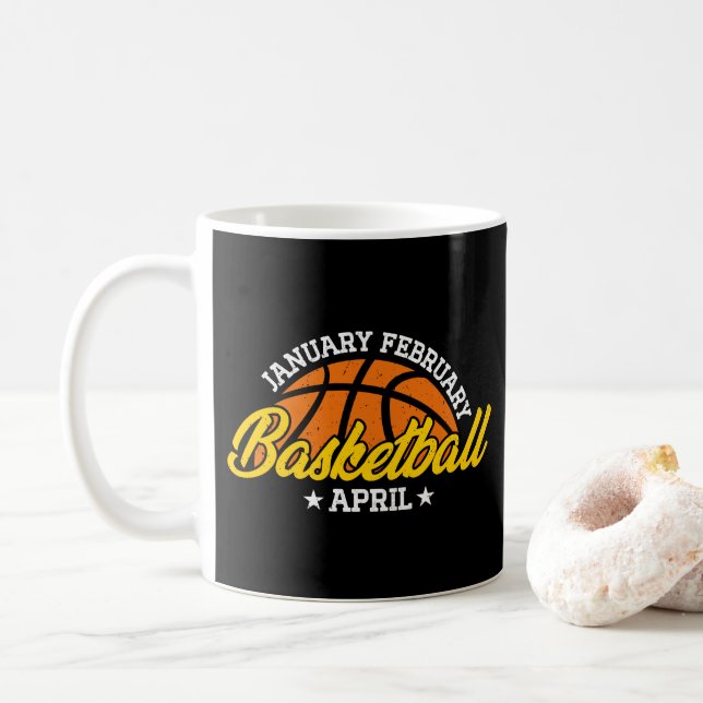 January February Basketball April Cool Player  Coffee Mug (With Donut)