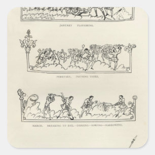 January, February, March April, The Julius Square Sticker