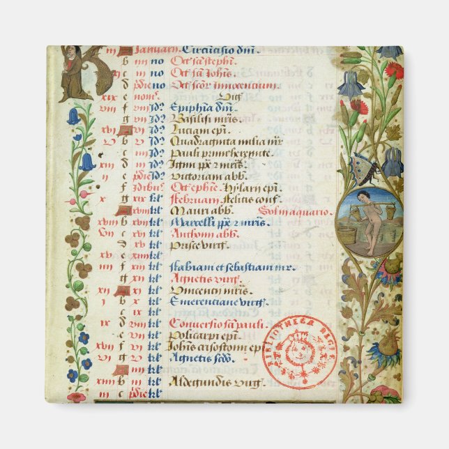 January; figures eating and drinking magnet (Front)