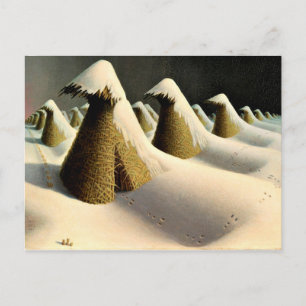 January, fine art by Grant Wood Postcard