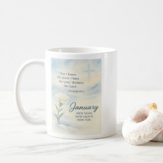 January Floral Birthday Inspirational Winter  Coffee Mug