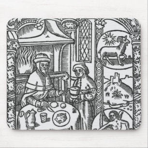 January, from the 'Almanach des Bergers', 1491 Mouse Pad