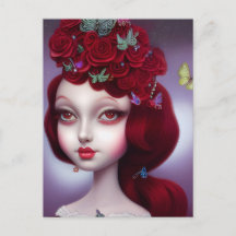 January Garnet Red Roses Girl