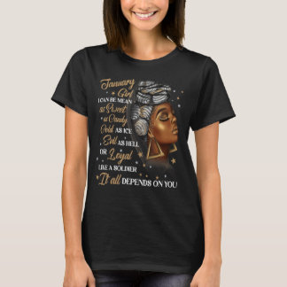 January Girl Afro Locs Girl Black Women Queen Birt T-Shirt