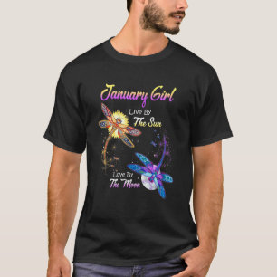 January Girl Moon Dragonfly Birthday T-Shirt