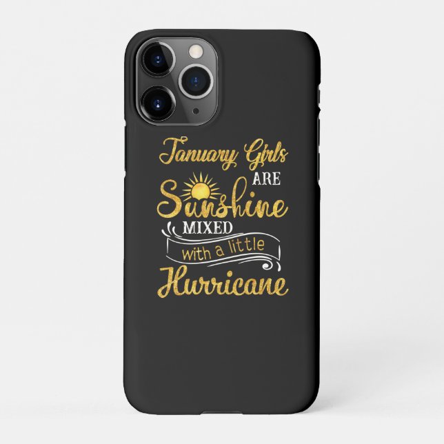 January Girls Are Sunshine Mixed Little Hurricane iPhone Case (Back)
