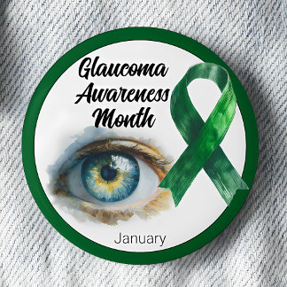 January Glaucoma Eye Awareness Month 6 Cm Round Badge