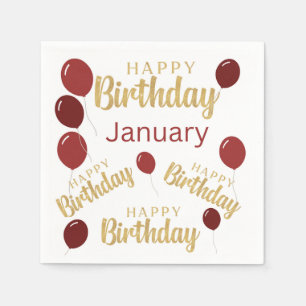 January happy birthday napkins