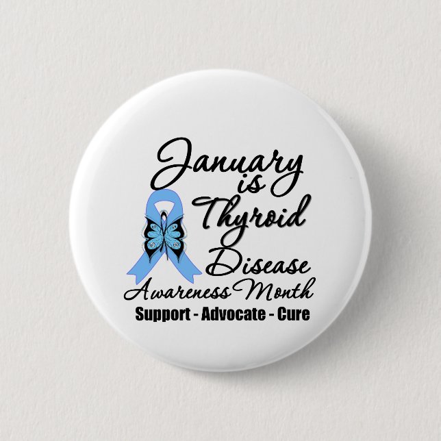 January is Thyroid Disease Awareness Month 6 Cm Round Badge (Front)