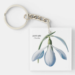 January Snowdrop Bloom - Personalized Gift Key Ring