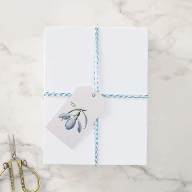 January Snowdrop Bloom - Personalized Gift Tags (With Twine)