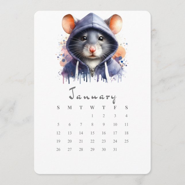 January Stand-Alone Calendar Mouse Splash Art Menu (Front)