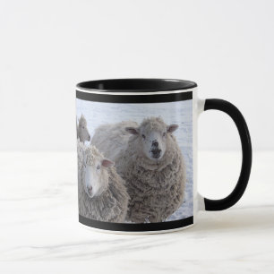 January Two Sheep Faces Mug