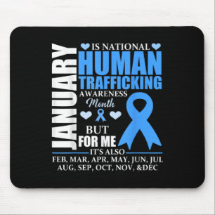 January We Wear Blue Ribbon Human Trafficking Awar Mouse Pad