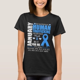 January We Wear Blue Ribbon Human Trafficking Awar T-Shirt