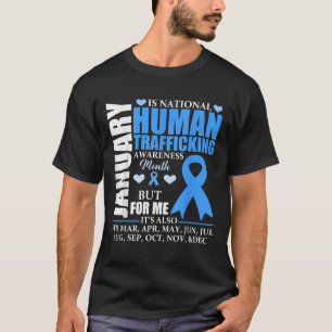 January We Wear Blue Ribbon Human Trafficking Awar T-Shirt