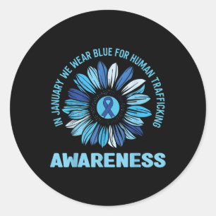 January Wear Blue Ribbon Against Human Trafficking Classic Round Sticker