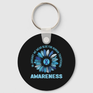 January Wear Blue Ribbon Against Human Trafficking Key Ring