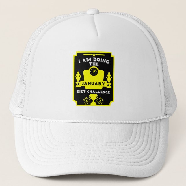 January Weight Loss Congratulation Trucker Hat (Front)