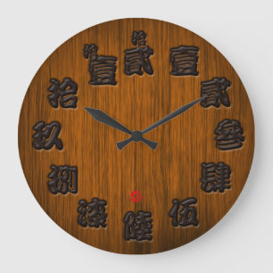 Japa difficult old kanji woody sign board style large clock