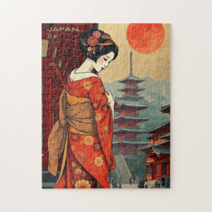 Japan 日本 geisha pagoda vintage retro6 jigsaw puzzle
