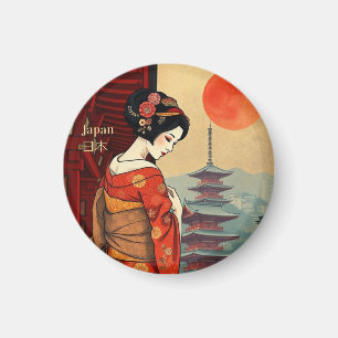 Japan 日本 maiko geisha pagoda sun magnet