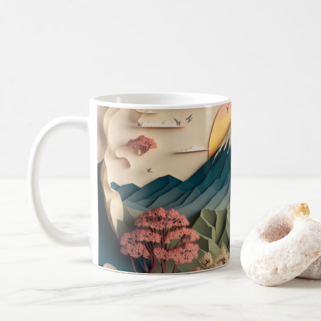 Japan 3D Paper Art Style Mug (With Donut)