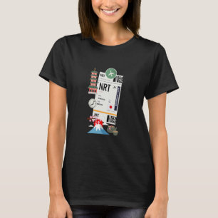 Japan Air Ticket Boarding Pass Plane Travel T-Shirt