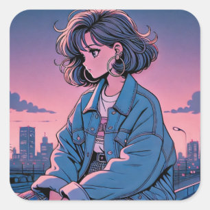 Japan Anime 90's Square Sticker