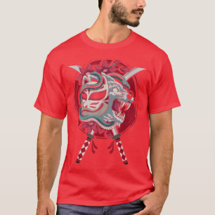 Japan Anime Mask Kitsune Style Samurai Oni Monster T-Shirt