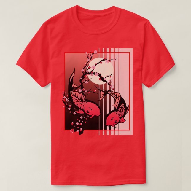 Japan Art Koi p Japanese Nishikigoi Fish Cherry Bl T-Shirt (Design Front)