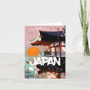 Japan Building setting sun poster Note Card