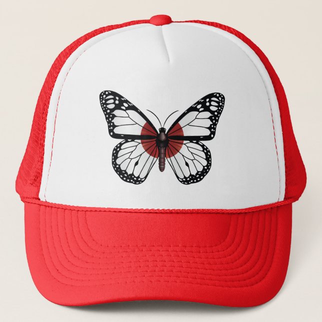 Japan butterfly monarch flag trucker hat (Front)