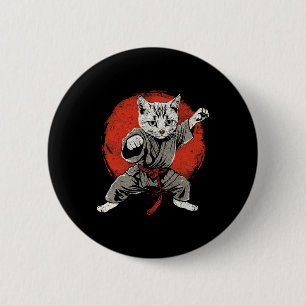 Japan Cat Martial Arts Karate Ukiyo-e Taekwondo Ji 6 Cm Round Badge