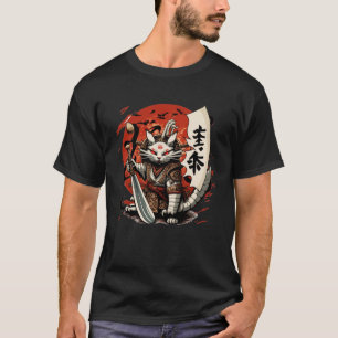 Japan Cats Samurai Warrior Katana Samurai Sword T-Shirt