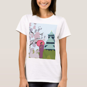Japan Cherry Blossom Geisha Kimono T-Shirt