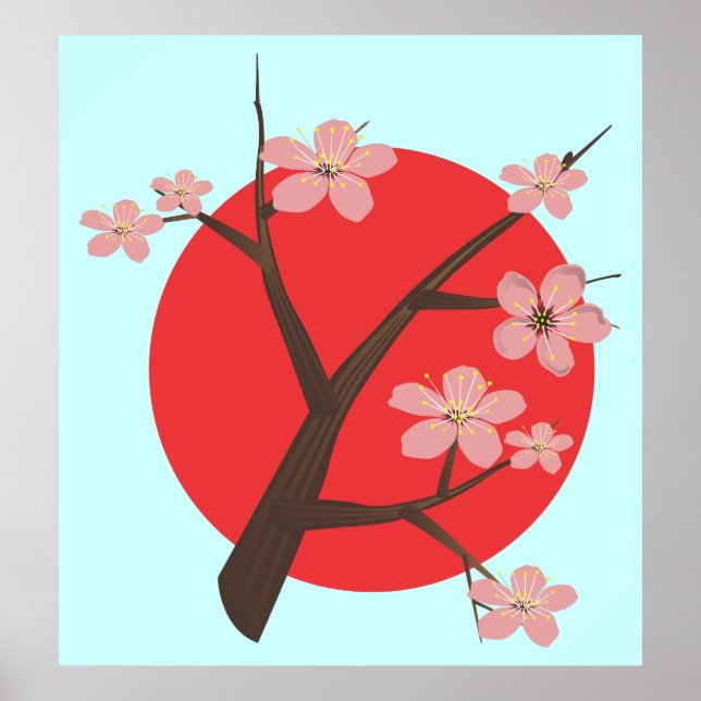 Japan cherry blossom sakura branch floral poster (Front)