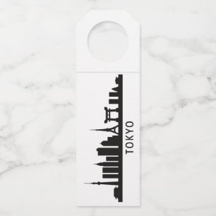 Japan Cityscape Travel Tokyo Skyline Silhouette Bottle Tag