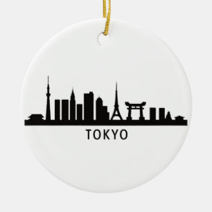 Japan Cityscape Travel   Tokyo Skyline Silhouette Ceramic Ornament