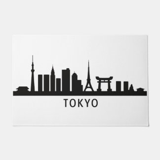 Japan Cityscape Travel | Tokyo Skyline Silhouette Doormat