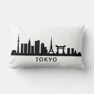 Japan Cityscape Travel Tokyo Skyline Silhouette Lumbar Cushion