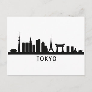 Japan Cityscape Travel Tokyo Skyline Silhouette Postcard