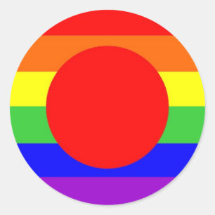 japan country gay proud rainbow flag homosexual classic round sticker