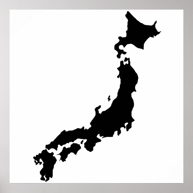 Japan Country Map Outline Black Silhouette Japan Poster (Front)