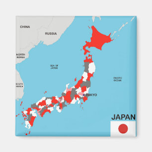 japan country political map flag magnet