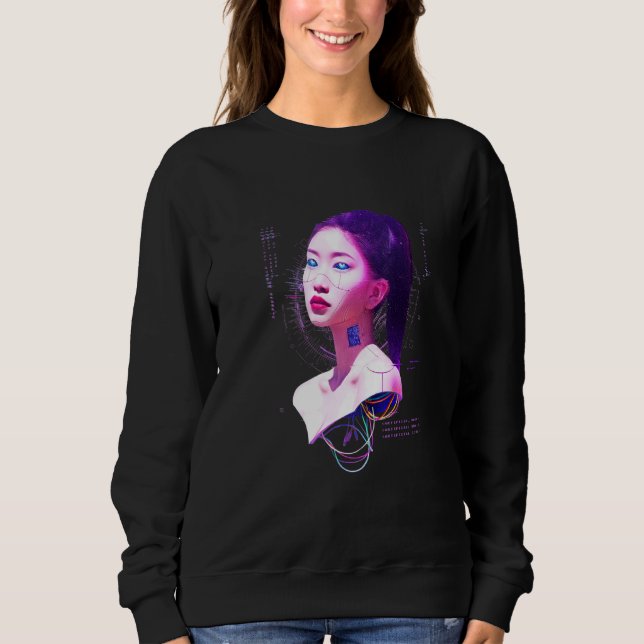 Japan Cyberpunk Vaporwave Ai Sci Fi Tokyo Aestheti Sweatshirt (Front)