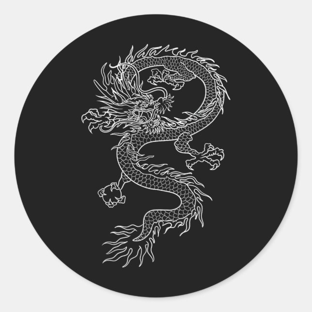 Japan Dragon Tattoo Drawing Traditional Japanese G Classic Round Sticker (Front)
