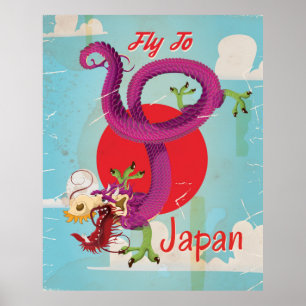 Japan Dragon Vintage Travel Poster